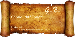 Genda Nándor névjegykártya